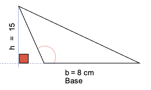 Ejercicio con un triángulo obtusángulo.
